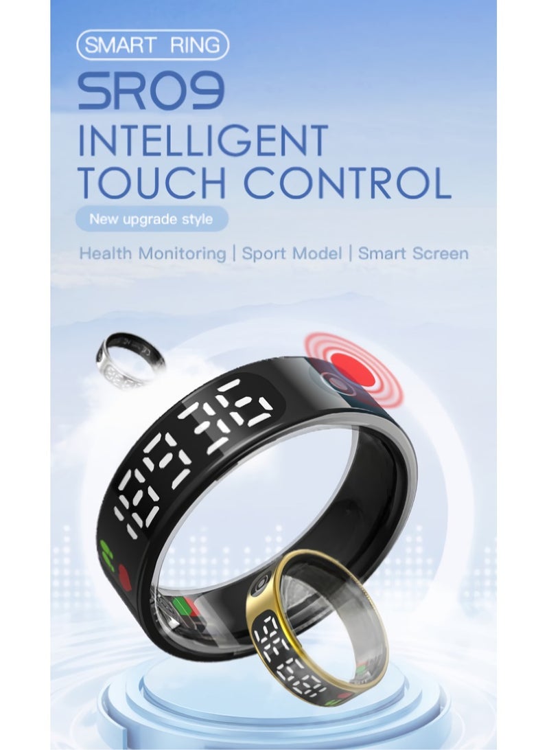 SR09 Smart Ring, Comfortable Rechargeable Fitness Tracker Ring, IP68 Waterproof Digital Display Smart Health Monitoring Ring, Lightweight Bluetooth Ring With Oxygen Heart Rate Sleep Monitoring, (Ros - Image 2
