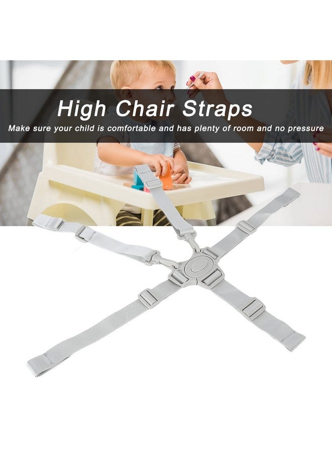 Estink 5 Point Baby Safety Harness, High Chair Straps 5 Point Harness Baby Safety Harness with Buckle for High Chairs, Strollers, Car Seats, Folding Baby Seats (Gray Button 5 Point Strap) - Image 3