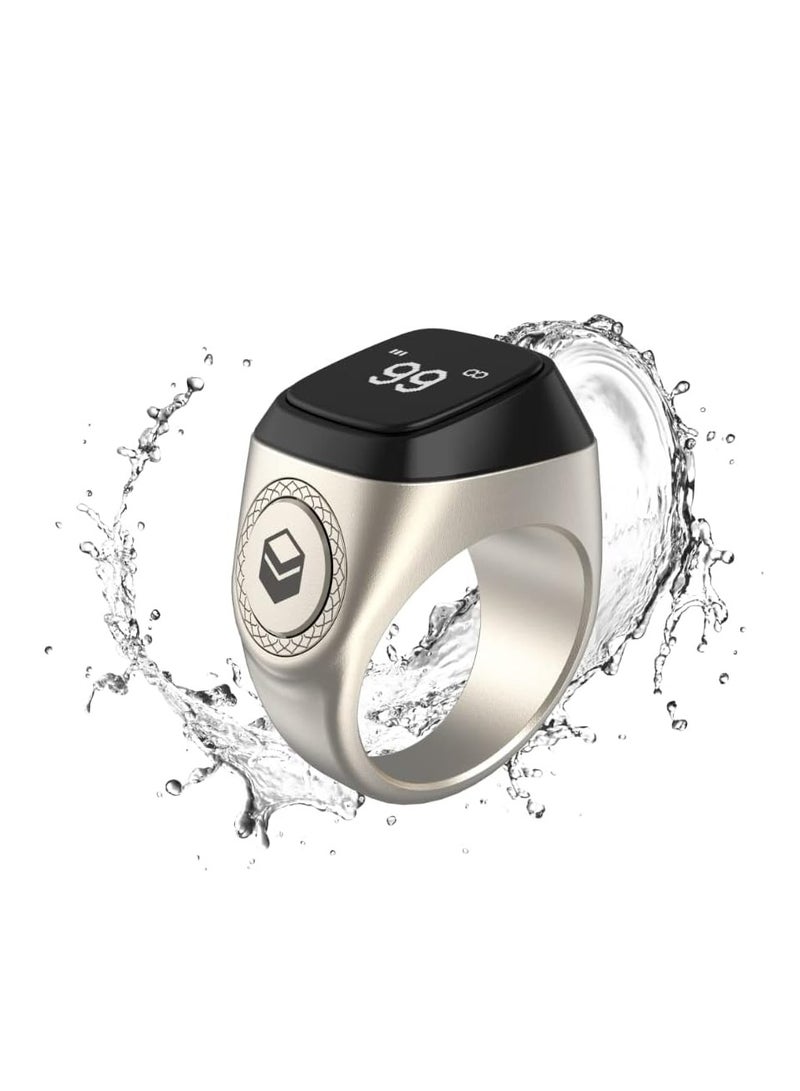 iQIBLA Smart Tasbih Zikr Metal Ring 18MM Bright Silver - Image 2