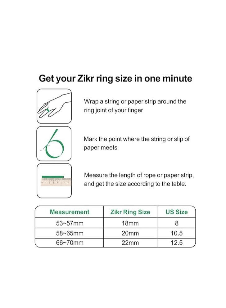 iQIBLA Smart Tasbih Zikr Metal Ring 18MM Bright Silver - Image 3