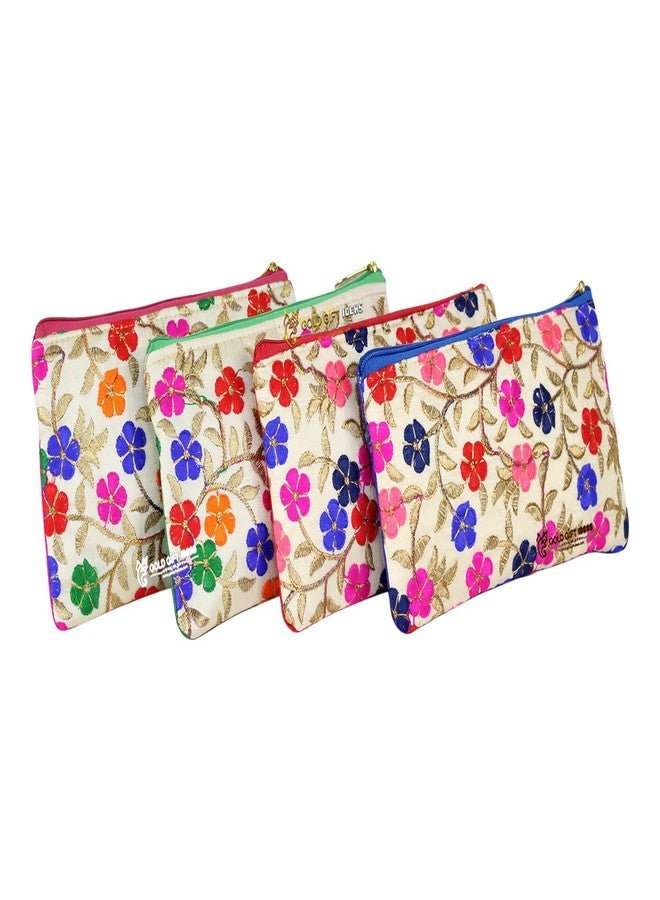 GoldGiftIdeas حقائب بوتلي مزينة بالزهور من GoldGiftIdeas مع تطريز خيوط ملونة، حقائب بوتلي لحفلات استقبال المولود، حقائب بوتلي لهدايا التوزيع، حقائب هدايا تقليدية، حقائب بوتلي للمناسبات النسائية (مجموعة من 4 قطع) - Image 1