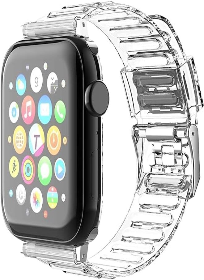 Next Next store Compatible with Apple Watch Band 42mm 44mm 45mm 49mm, Clear Sport Wristband Compatible with iWatch Series 6/5/4/3/2/1 SE Women Men 