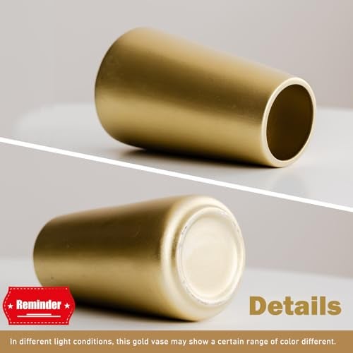 HUBUISH Light Gold Vase - 6" Gold Ceramic Flower vase for Home/Table/Accent Decor, Minimalist Modern Vases Ceramic for Centerpieces, Room Decor, Living Room, Bedroom or Gift - Image 5