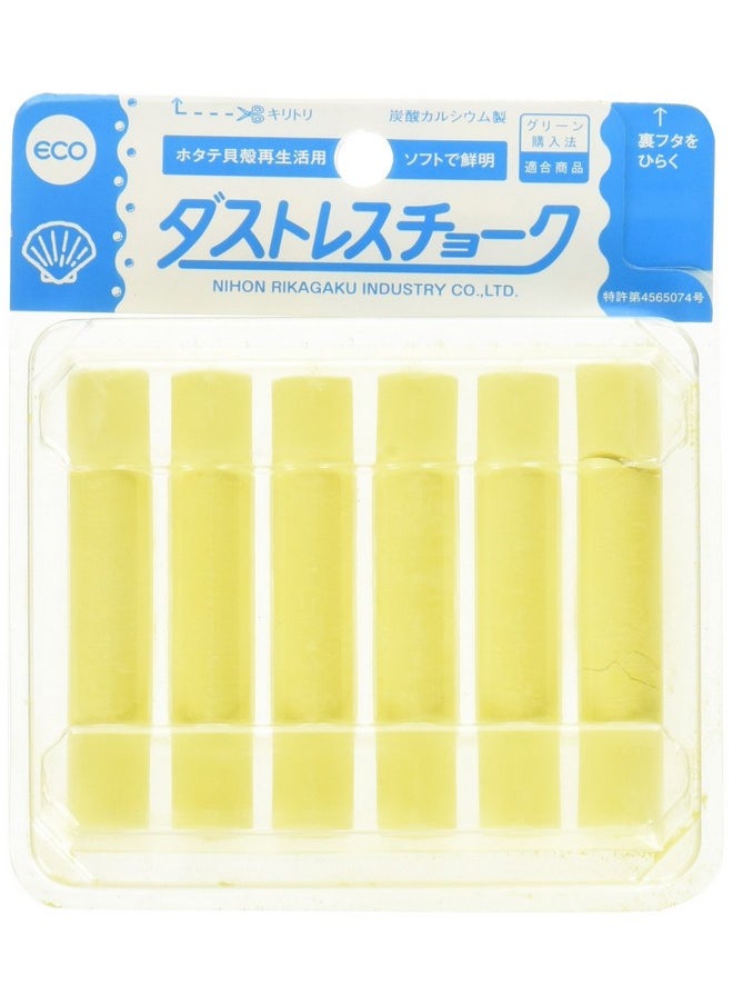 Rikagaku Dustless Chalk, 6-Piece, Yellow (Dcc-6-Y) 