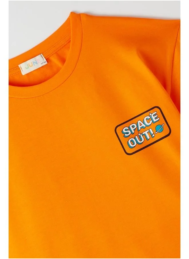 JUNE June Kids Space Printed Tshirt Orange