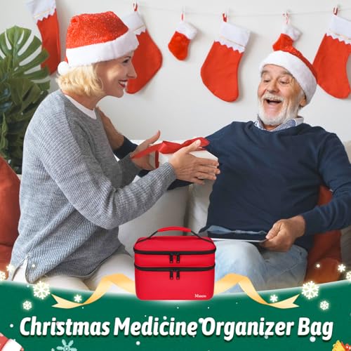 Mancro Dual Layers Medicine Organizer Bag, Pill Bottle Organizer Storage with Lockable Zipper, Medication Travel Bag for Pills, Vitamins, Medical Supplies for Home Storage, Travel - Image 2