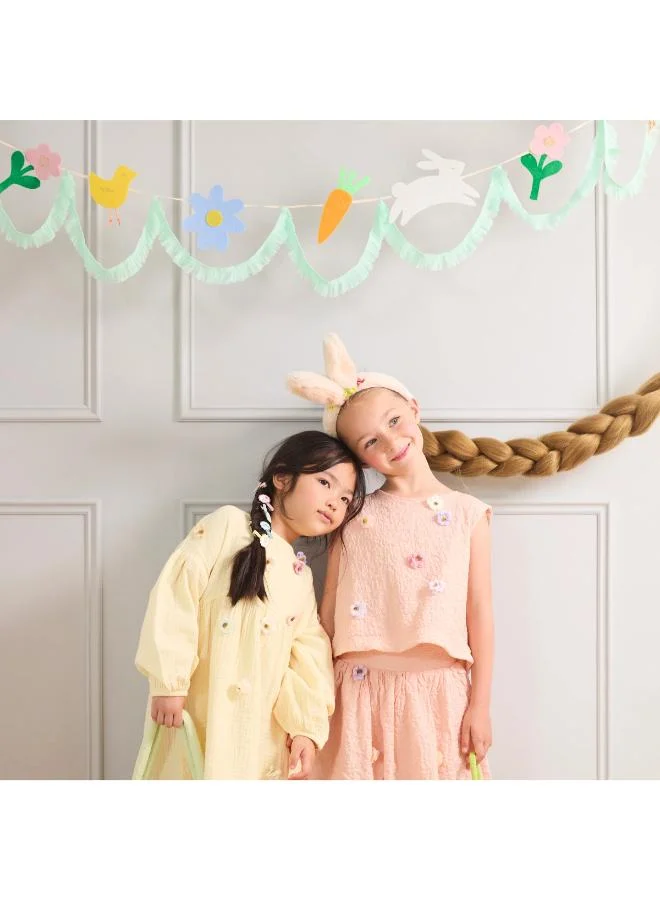 Meri Meri  Felt & Fringe Easter Icons Garland - Embroidered Felt Flowers, Bunnies, Carrots and Chicks with Mint Tassel Fringe on Natural Ribbon, Stylish Easter Decoration for Mantels  | Best Price UAE
