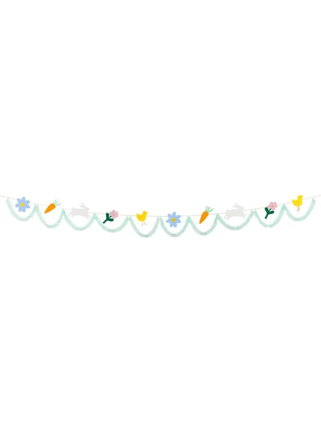Meri Meri  Felt & Fringe Easter Icons Garland - Embroidered Felt Flowers, Bunnies, Carrots and Chicks with Mint Tassel Fringe on Natural Ribbon, Stylish Easter Decoration for Mantels  | Best Price UAE