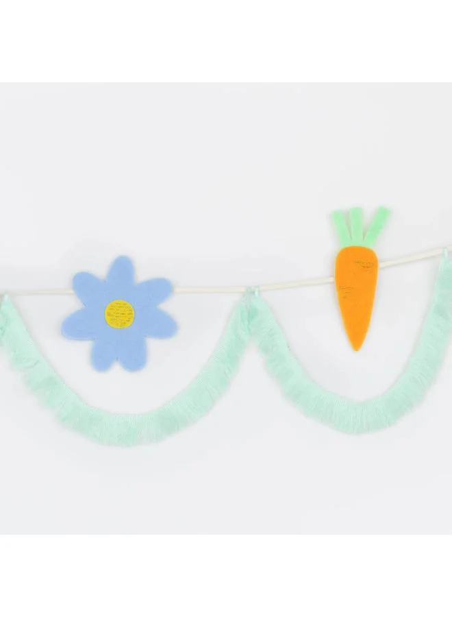 Meri Meri  Felt & Fringe Easter Icons Garland - Embroidered Felt Flowers, Bunnies, Carrots and Chicks with Mint Tassel Fringe on Natural Ribbon, Stylish Easter Decoration for Mantels  | Best Price UAE