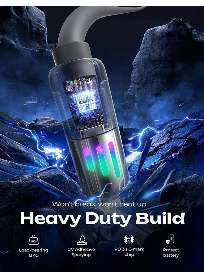 Beauenty USB C Cable, 240W 4 in 1 Multi Charging Cable USB Charger Cable with Breathing Light, Combo L Port/Type C/USB A Fast Charging Cord for iPhone16/15/14/13/12 Series/MacBook/iPad/Samsung/Huawei/ Laptop - Image 4