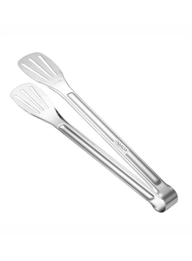 NAALSA1Pc EZYPICK Slotted Tong Stainless Steel 24cm/9.5inch Length Cooking and Serving Food Roti Chapati BBQ Salad Tong - Image 1