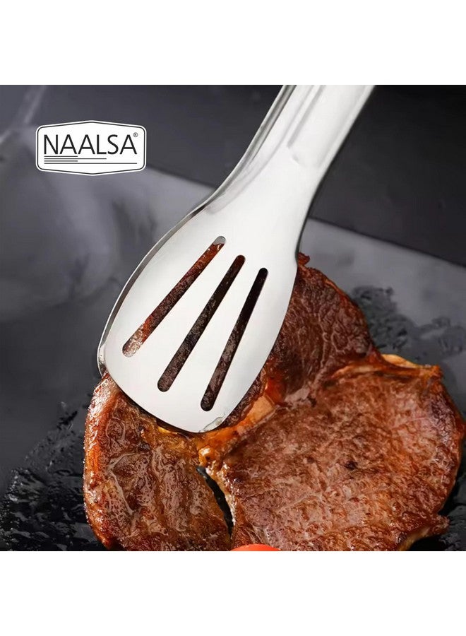NAALSA1Pc EZYPICK Slotted Tong Stainless Steel 24cm/9.5inch Length Cooking and Serving Food Roti Chapati BBQ Salad Tong - Image 3