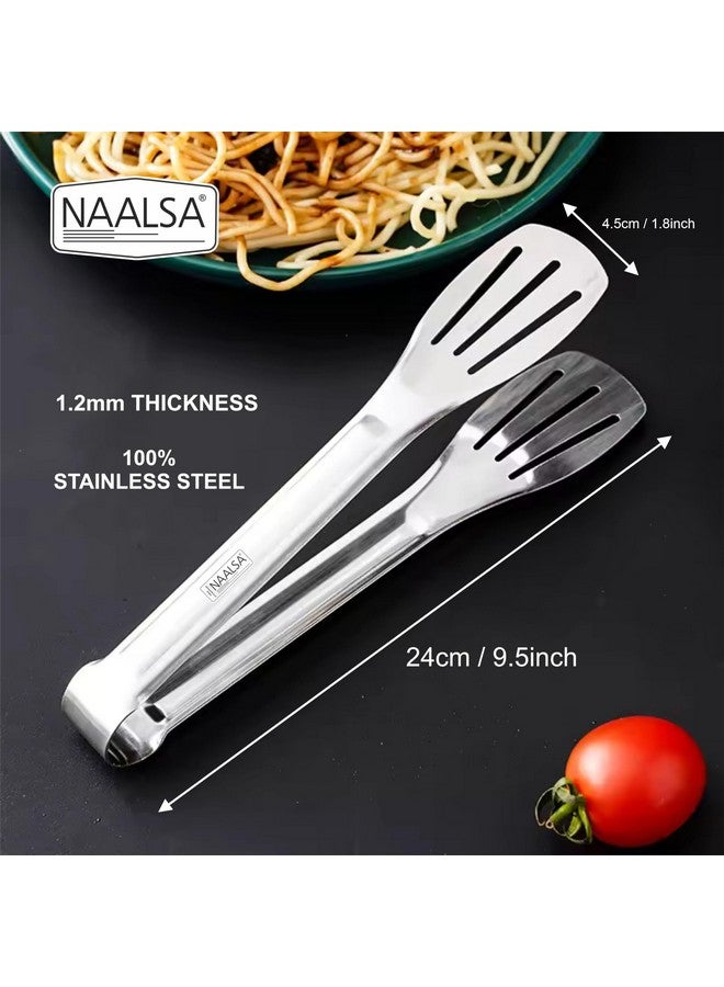NAALSA1Pc EZYPICK Slotted Tong Stainless Steel 24cm/9.5inch Length Cooking and Serving Food Roti Chapati BBQ Salad Tong - Image 2