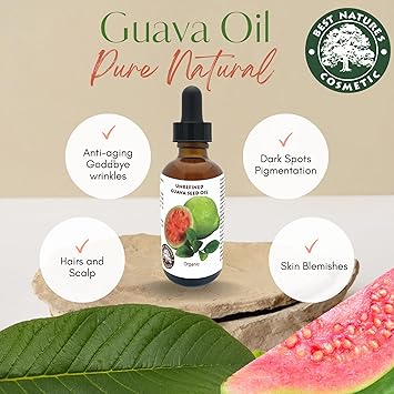 Best Nature's Cosmetics Organic Guava Seed Oil cold pressed for Skin Hair Vitamin C Rich AntioxidantRich Hydrating Oil for Glowing Skin FrizzFree Hair 2 fl oz 60 ml - Image 5