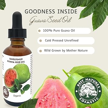 Best Nature's Cosmetics Organic Guava Seed Oil cold pressed for Skin Hair Vitamin C Rich AntioxidantRich Hydrating Oil for Glowing Skin FrizzFree Hair 2 fl oz 60 ml - Image 3