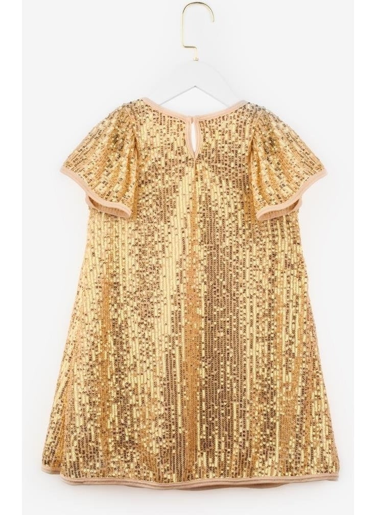 Le mabelle Gold Sequined Girl Dress-Siri  - Image 5