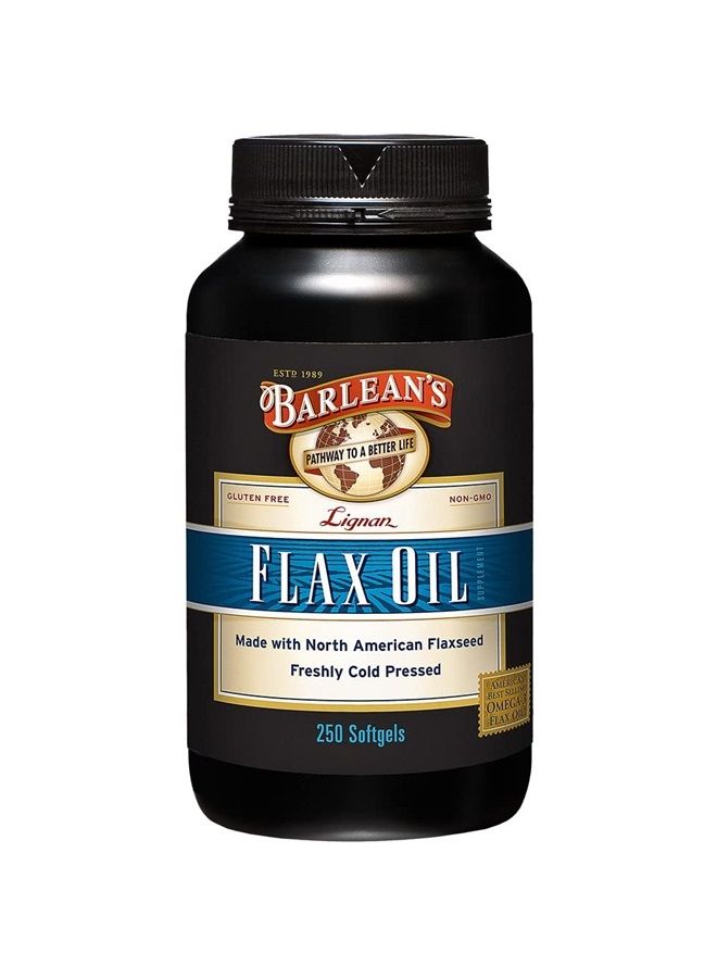 BARLEAN'S Lignan Flaxseed Oil Softgels, Cold-Pressed Flax Seed Supplement with 1,550 mg ALA Omega-3 Fatty Acids for Joint & Heart Health, 1000mg, 250 ct - Image 1