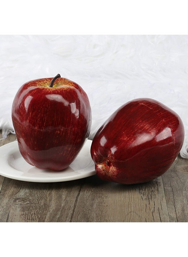 Kesoto Kesoto 6pcs Artificial Red Apples Fake Fruit House Kitchen Party Decoration, Faux Big Red Apples, 3.3 x 2.9 Inches  - Image 4