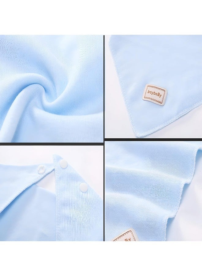 SYGA Combo Baby Bib & Cap Cotton Feeding Bib, Apron with Snap Button For Infant Baby Boy & Girls 0-6 Month - Blue - Image 5