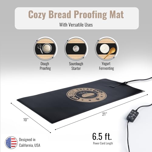 Cozy Bread® Sourdough Bread Proofing Mat for Home Bakers | USA Brand | Thermostat Controlled Bread Proofer (10" x 21") | Dough Riser Heating Mat - Image 2