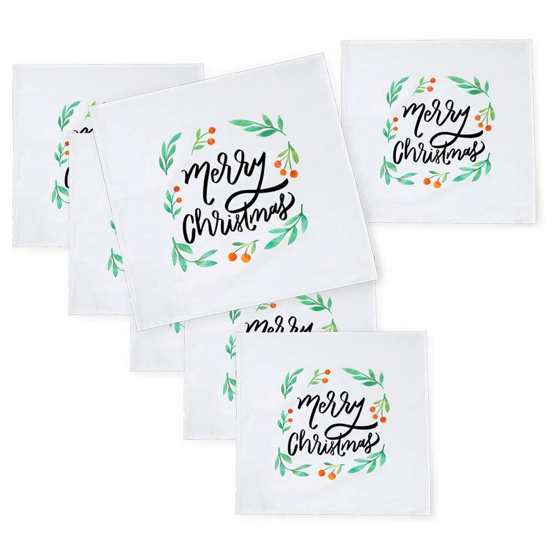 Khakee 6 Pcs Christmas Theme Silk Table Napkins 10x 10 for Xmas Decoration Christmas OrnamentsChristmas Giftxmas21588 - Image 1