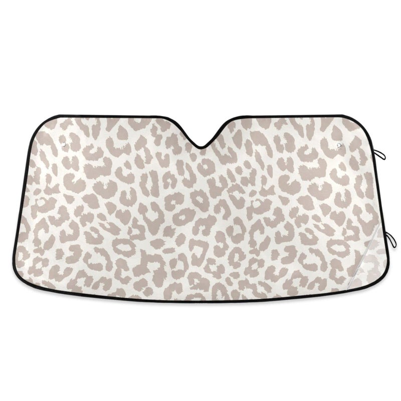 Oarencol Leopard Cheetah White Car Windshield Sun Shade Foldable UV Ray Sun Visor Protector Sunshade to Keep Your Vehicle Cool 55 x 276 - Image 3