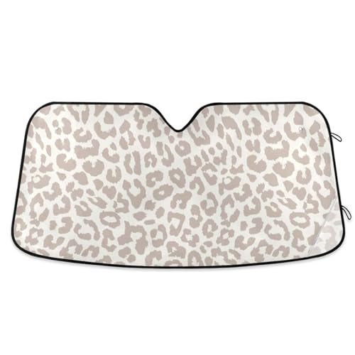 Oarencol Leopard Cheetah White Car Windshield Sun Shade Foldable UV Ray Sun Visor Protector Sunshade to Keep Your Vehicle Cool 55 x 276 - Image 1