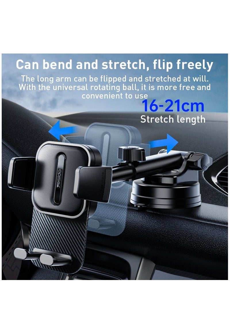 Yesido C174 Suction Cup Type Telescopic Car Phone Holder (Black) - Image 3
