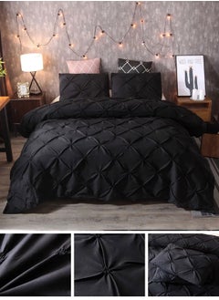 LUNA Home Premium King size 6 pieces Without filler, Pinch pleat plain black color, Bedding Set.  - Image 1
