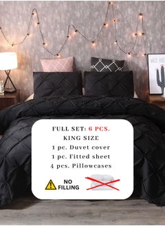 LUNA Home Premium King size 6 pieces Without filler, Pinch pleat plain black color, Bedding Set.  - Image 2