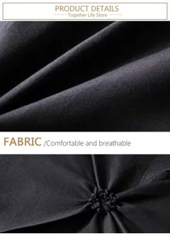 LUNA Home Premium King size 6 pieces Without filler, Pinch pleat plain black color, Bedding Set.  - Image 3