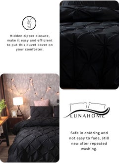 LUNA Home Premium King size 6 pieces Without filler, Pinch pleat plain black color, Bedding Set.  - Image 5