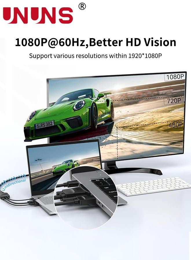 UNUNS VGA to HDMI Adapter Converter, UNUNS 1080P Video Dongle Adaptador VGA Converter with Audio Cable (0.5ft/0.15m), Active VGA Male to HDMI Female for PC, Laptop, Projector, Monitor - Image 4