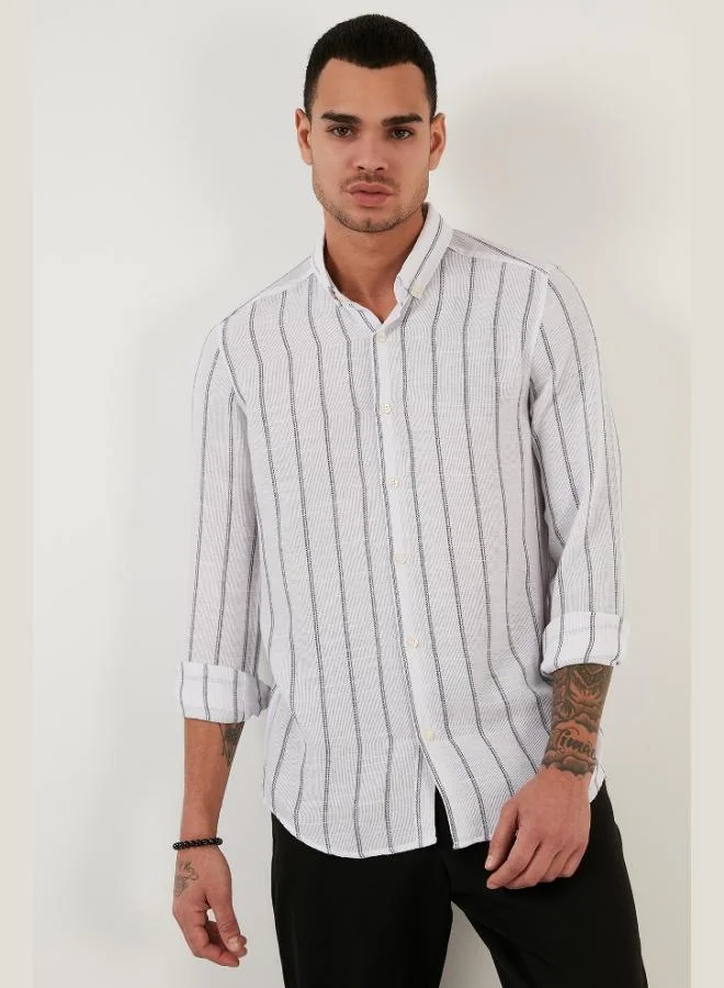 Buratti Buratti Cotton Striped Regular Fit Button-down Collar Shirt Men's SHIRT CF21S112480