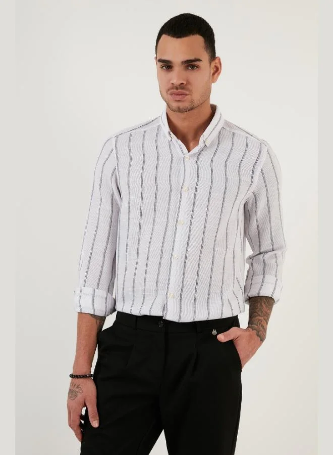 Buratti  Buratti Cotton Striped Regular Fit Button-down Collar Shirt Men's SHIRT CF21S112480 for Men | Best Price UAE