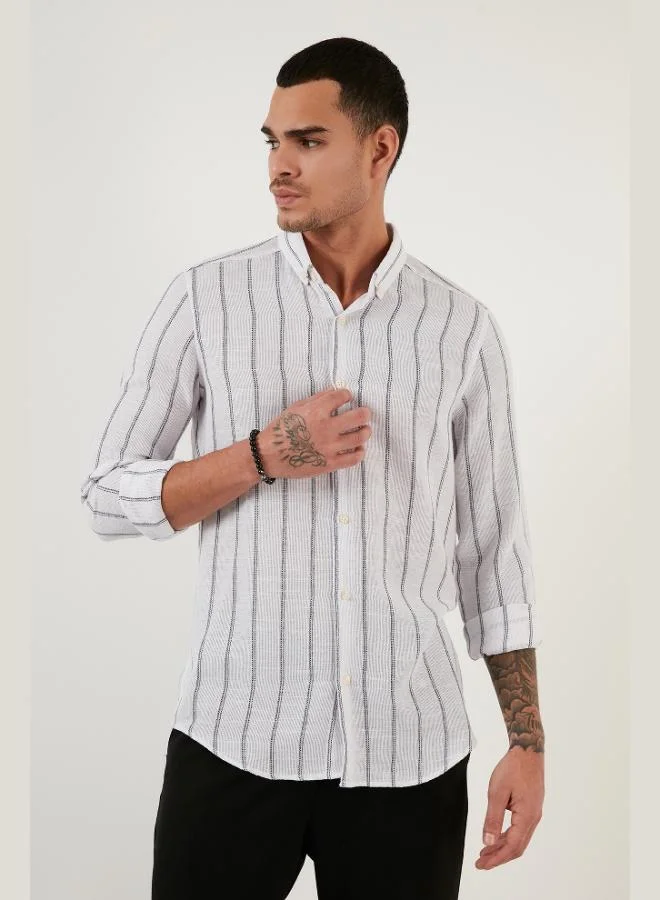 Buratti Buratti Cotton Striped Regular Fit Button-down Collar Shirt Men's SHIRT CF21S112480
