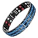 Feraco Mens Magnetic Bracelet Titanium Steel Magnetic Bracelet with Double Row 4 Elements Magnets Black Double Blue Line - Image 1