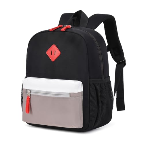 BEFUNIRISE Toddler Backpack, 12inch Preschool Backpack for Kids Boys and Girls 2-4 Kindergarten Preschool Bookbag with Chest Buckle (Black Grey, Small) - Image 1