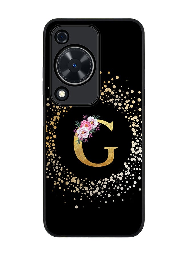 Stylizedd Rugged Black edge case for Huawei nova Y72 / Huawei Enjoy 70 4G,Slim fit Cover Custom Monogram Initial Letter Floral Pattern Alphabet - G (Black) - Image 1