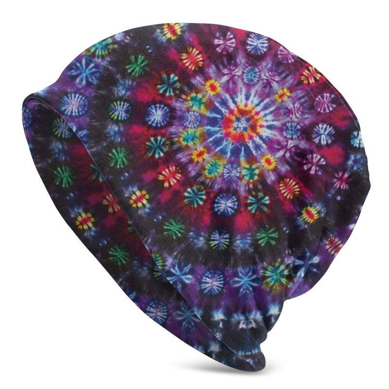 MOLIAN Tie Dye Mandalas Beanie Men Women Unisex Skull Knit Hat Cap - Image 1