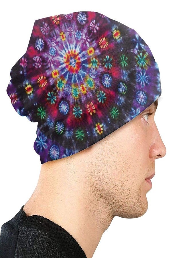 MOLIAN Tie Dye Mandalas Beanie Men Women Unisex Skull Knit Hat Cap - Image 4