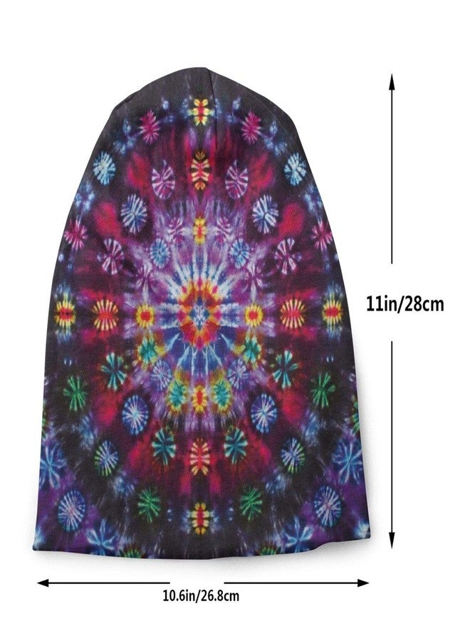 MOLIAN Tie Dye Mandalas Beanie Men Women Unisex Skull Knit Hat Cap - Image 2