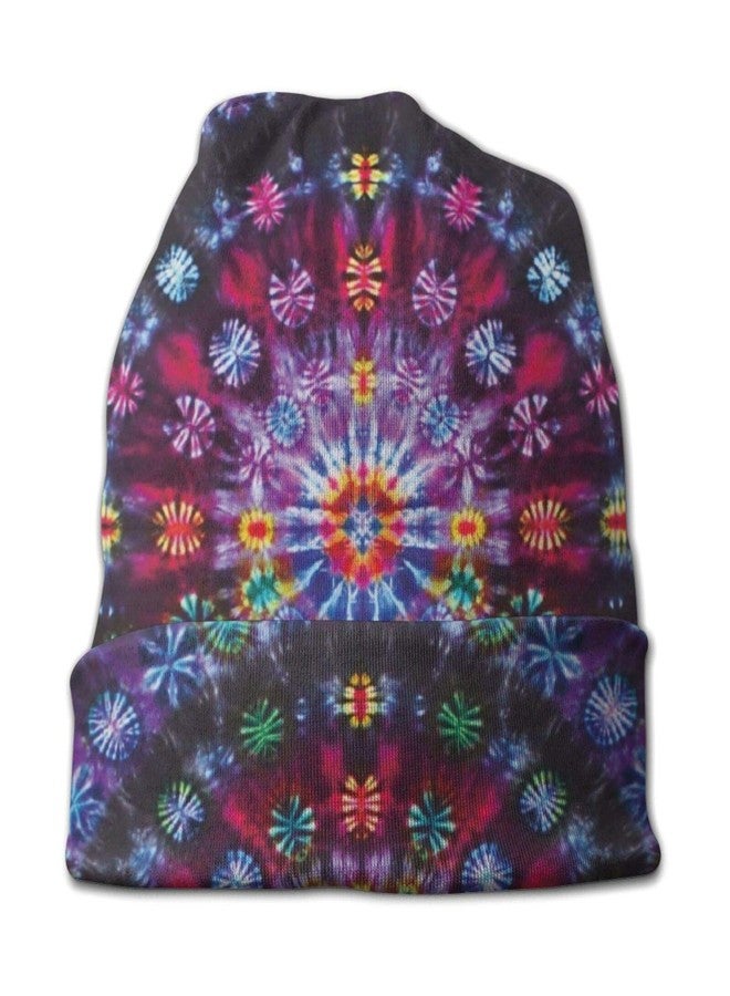 MOLIAN Tie Dye Mandalas Beanie Men Women Unisex Skull Knit Hat Cap - Image 3