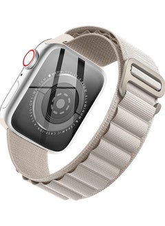 Rock Pow Alpine Loop Nylon Bands Compatible with Apple Watch Band 42/44/45/49mm Unisex , Adjustable Sport with Metal G-Hook Braided Strap for iWatch Ultra Series SE 8/7/6/5/4/3/2/1 Beige  - Image 1