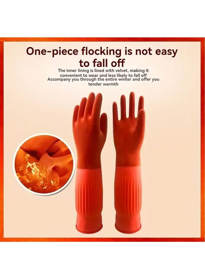 Heavy Duty Winter Warm Thickened Latex Dishwashing Gloves Non Slip Waterproof Durable Wear Resistant Model L - Image 5