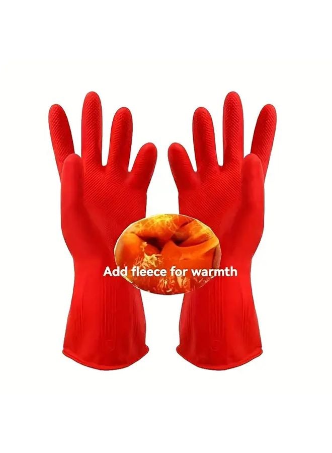 Heavy Duty Winter Warm Thickened Latex Dishwashing Gloves Non Slip Waterproof Durable Wear Resistant Model L - Image 1