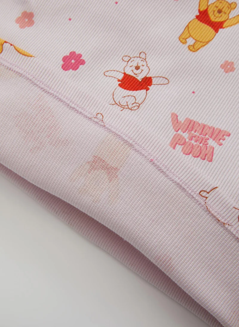 DeFacto Disney Winnie The Pooh Long Sleeve Top And Bottom Ribbed Pajama Set