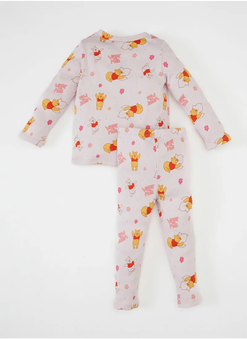 ديفاكتو Disney Winnie The Pooh Long Sleeve Top And Bottom Ribbed Pajama Set