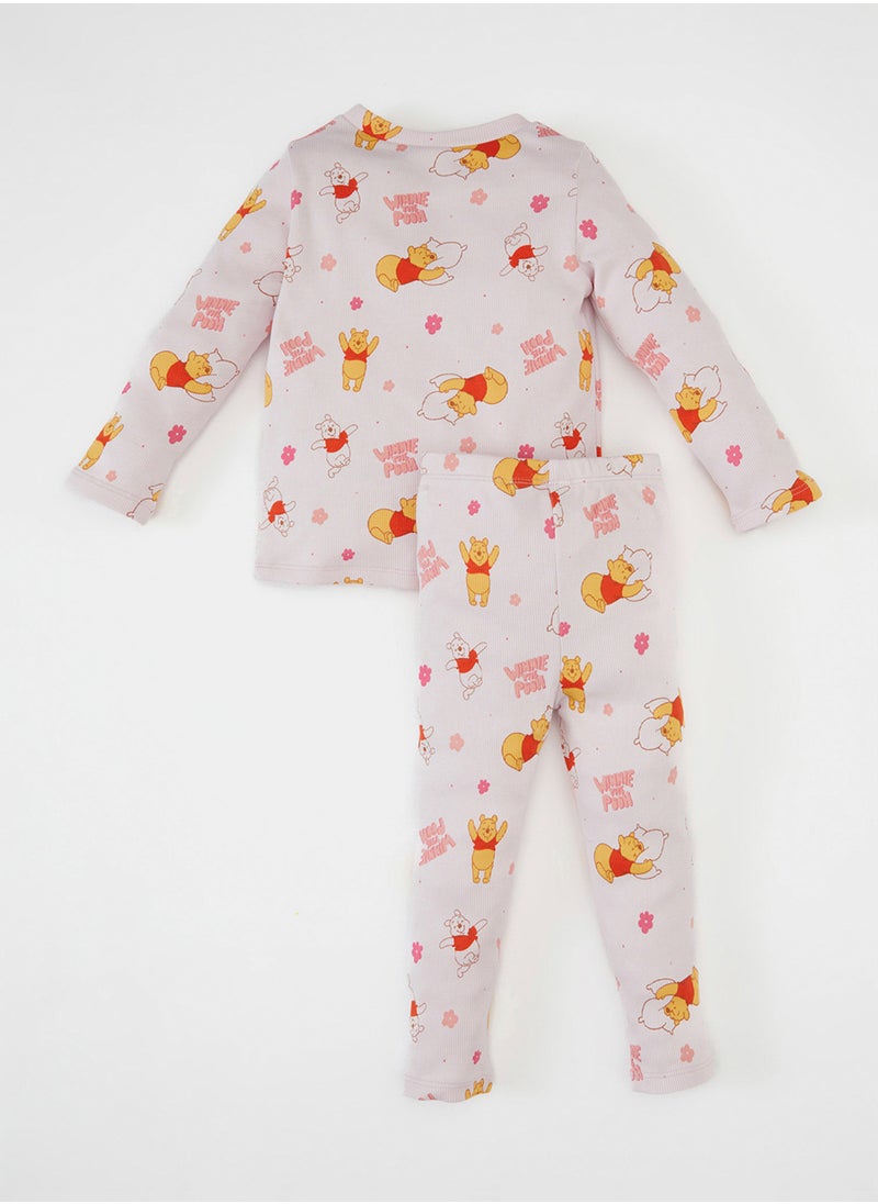 DeFacto Disney Winnie The Pooh Long Sleeve Top And Bottom Ribbed Pajama Set  - Image 2