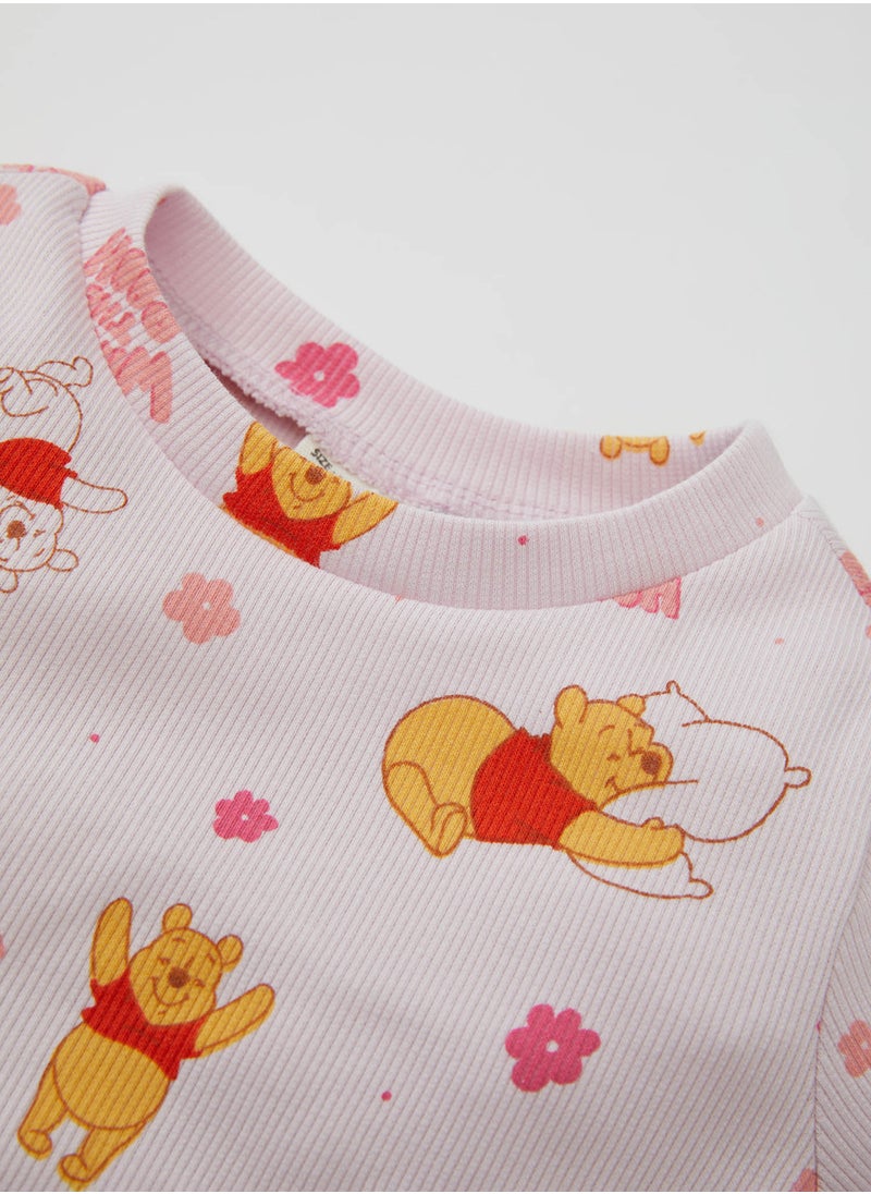 DeFacto Disney Winnie The Pooh Long Sleeve Top And Bottom Ribbed Pajama Set  - Image 4